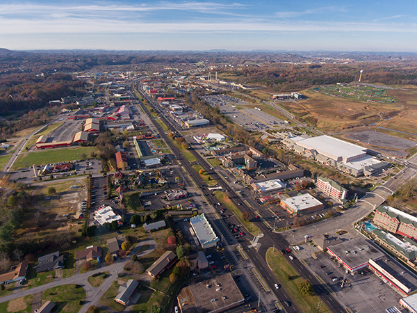 aerial view of Pigeon Forge